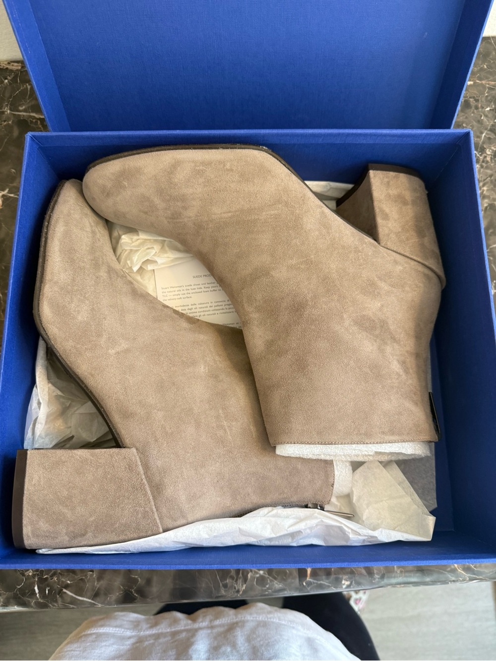Stuart Weitzman Gray/Taupe Suede Ankle Boots Size 10M – Unworn